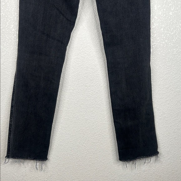 Re/Done Black Wash Button Fly Distressed Hem Skinny High Rise Jeans Size 28 - Picture 6 of 9